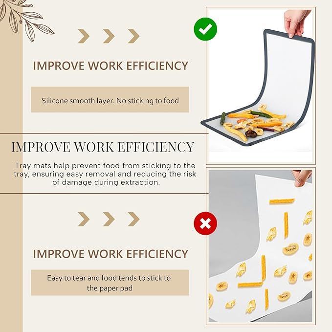 6 Pcs Large Silicone Mats Compatible with Harvest Right Freeze Dryer Gray Large Trays Silicone Mats Reusable Baking Sheet Durable Easy Clean No Stick Drying Liner for Kitchen