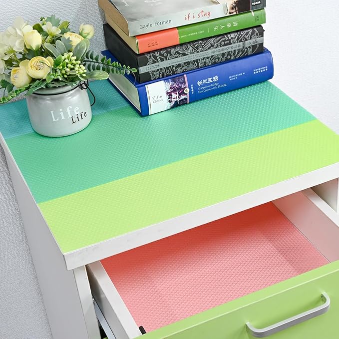 BOPART 12Pcs Refrigerator Liners Washable Fridge Shelf Liners Refrigerator Mats for Freezer Glass Shelves Kitchen Cabinets Cupboards Drawers (17.7" x 11.4")