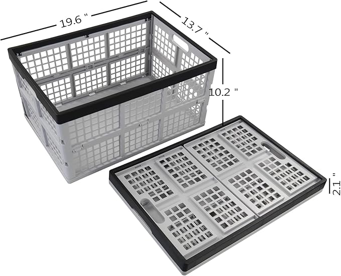Readsky 42 Liter, 4 Pack Collapsible Plastic Storage Crates, Folding Crate Storage