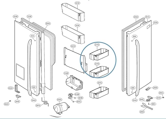 AAP73631502 Door Bin - for LG Refrigerator Door shelves - Fridge door condiments beverages organizer - Refrigerator door bin replacement - Fridge transparent plastic shelves bins - W 12-7/10 in