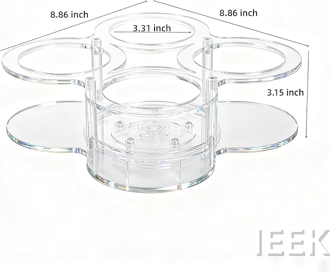 IEEK Rotating Coffee Syrup Organizer,Syrup Bottle Holder for Coffee Syrup Dispenser 16.9oz,Clear Acrylic Coffee Syrup Rack for Coffee Bar Station Countertop,Coffee Syrup Turntable Tray