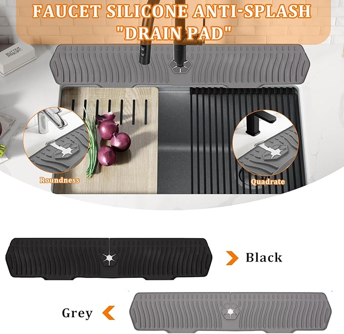 XAUXAGL 30 Inch Sink Splash Guard,Longer Silicone Sink Mat for Kitchen Bathroom,Kitchen Faucet,Silicone Sink Faucet Mat Splash Guard, Drip Protector Splash Countertop (Grey)