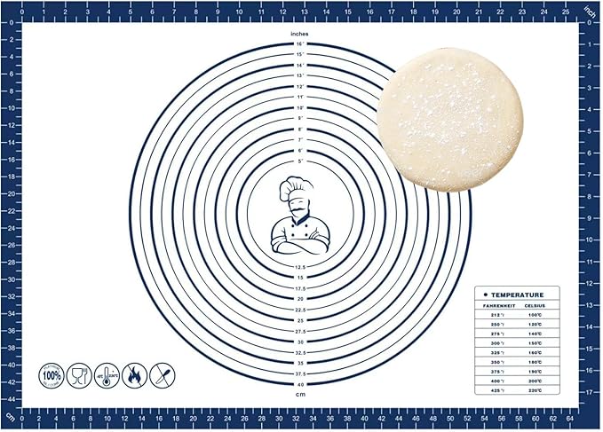 Dough Mat Silicone Baking Mats for Rolling Pastry Kneading Sheet Sourdough Bread Baking Supplies Blue 28x20"