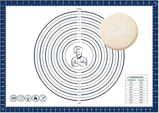 Dough Mat Silicone Baking Mats for Rolling Pastry Kneading Sheet Sourdough Bread Baking Supplies Blue 28x20"