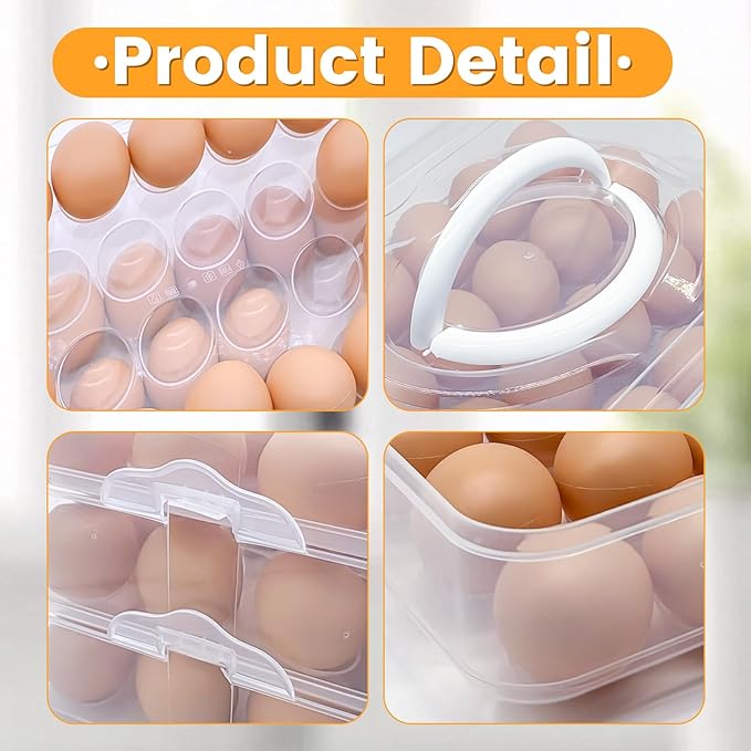 3 Layer Deviled Egg Containers with Lid,Portable Deviled Egg with Handle,Egg Carrier Holder Tray with 72 Holes for Thanksgiving Day,Party Favor Home Kitchen Refrigerator Supplies