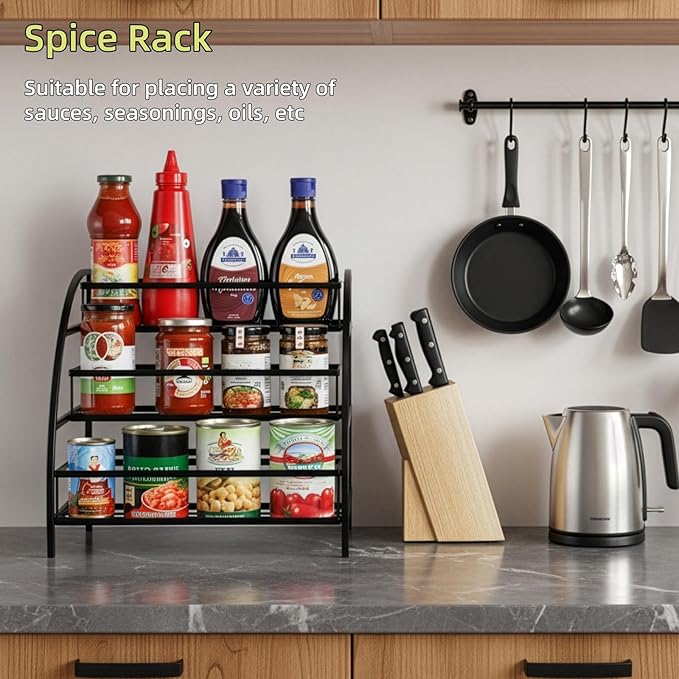 Coffee Syrup Organizer Rack, 9-12 Bottles Syrup Stand Holder for Countertop, 3 Tier Metal Small Wine Rack, Bottle Storage Shelves for Coffee Bar Station, Kitchen, Spice, Soda, Dressing