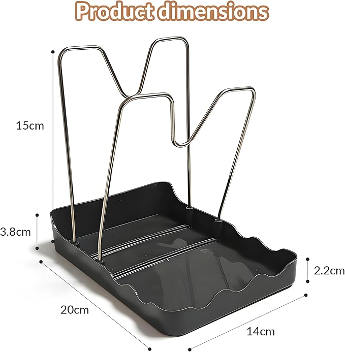Kitchen Pot Lid Storage Rack, Pot Lid Holder With Tray, Lid Holder While Cooking, Lid And Spoon Rest, Multifunctional Kitchen Organizer Stand for Stove Top