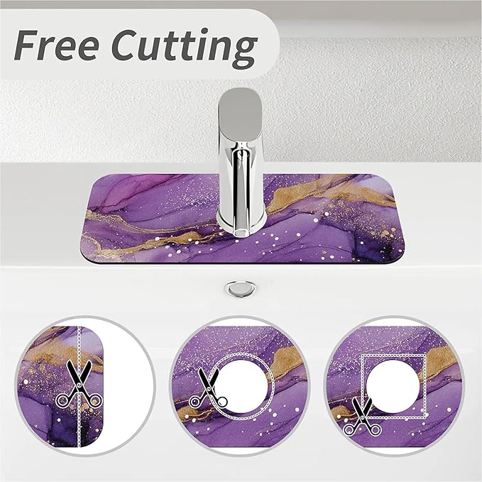 Kitchen Sink Splash Guard，Alcohol ink abstract purple Faucet Mat Sink Gadgets-Super Absorbent Fast Drying Mat Drip Catcher for Kitchen, Bathroom,Sink Mat, Dish Drying Mat, Bathroom(15" X 5.5" )