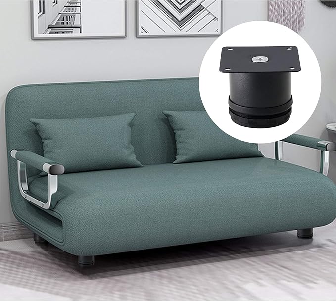 Set of 4 Stainless Steel Furniture Legs 2 Inch, Adjustable Round Cabinet Legs 2" Dia Kitchen Feet, Metal Replacement Legs for Cabinet Sofa Couch Shelves Table (Black)
