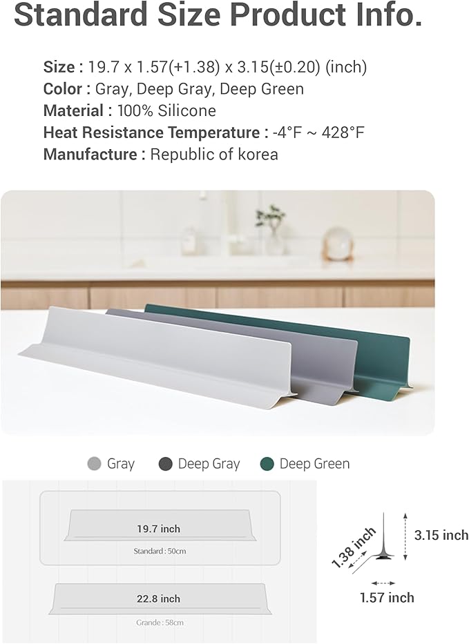 19.7 inches 100% Premium Silicone Kitchen Sink Splash Guard - Non Slip Strong Suction, Durable, and Easy-to-Clean Splash Protector for Mess-Free Cooking and Dishwashing (Deep Green)