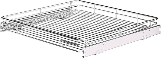 JOWBOOW Pull Out Cabinet Organizer (24" W x 21" D), Slide Out Shelves for Kitchen Cabinets, Pull Out Drawers Heavy-Duty Metal sliding Shelf, Chrome Finish