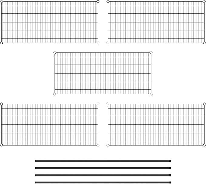 Commercial NSF Listed Black Epoxy Stationary Wire Shelving Kit 24" x 54" x 74", with 5 Shelves Perfect for Warehouse, Walk-in Refrigerator, Freezer, Grocery Store, Restaurant, Dishroom