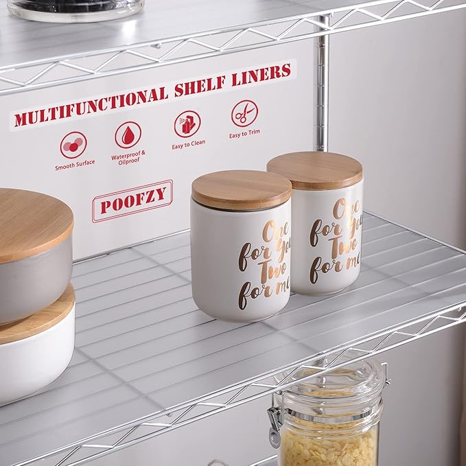 Poofzy Wire Shelf Liner 14" X 36", Non-Adhesive Plastic Shelf Liners for Wire Shelving, Waterproof Protector Mats (4PK, Clear)