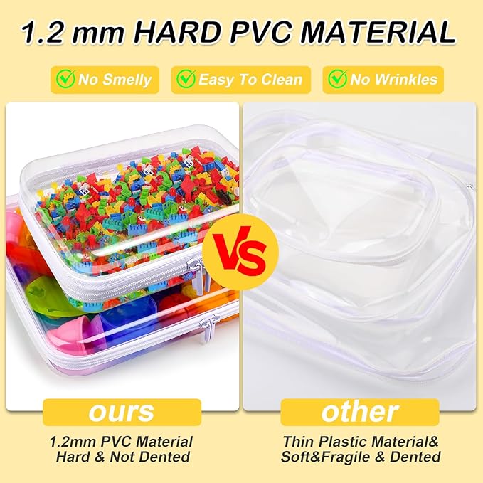 AOBOPLE Clear Hard Shell Zipper Case,2PCS M+L(9.8"x7.87"+8.66"x6.1") Large Toy Storage Bags,Plastic Transparent Hard Zipper Case Travel Waterproof Organizer Bags for Puzzles,Board Game,Cosmetics