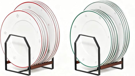 2 Pack Small Kitchen Plate Organizer, Metal Dish Racks for Apartment, Small Family, or Countertop Use – Fits 6"–10" Plates, Black