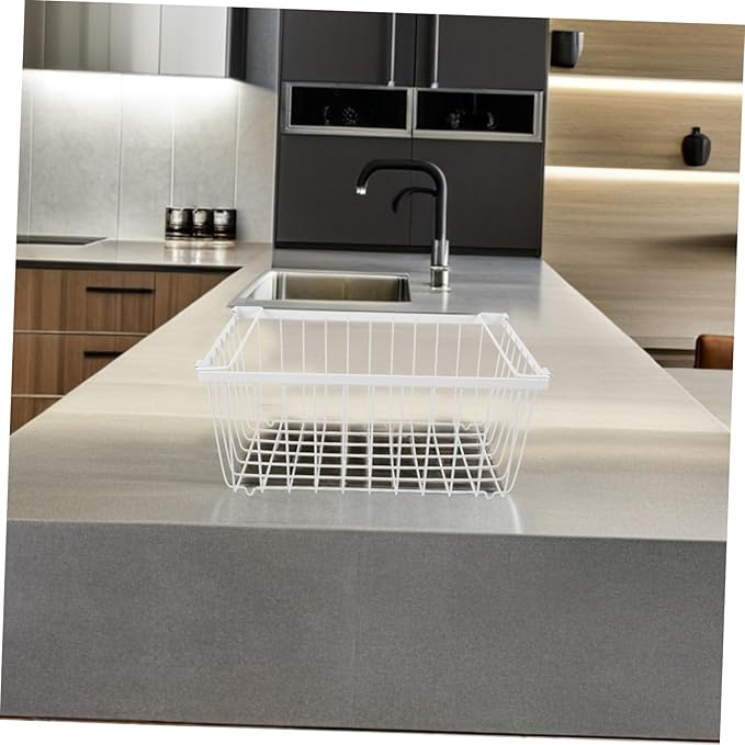 HOMSFOU Deep Freezer Wire Storage Basket Metal Refrigerator Organizer Bin Handles Vertical Sides