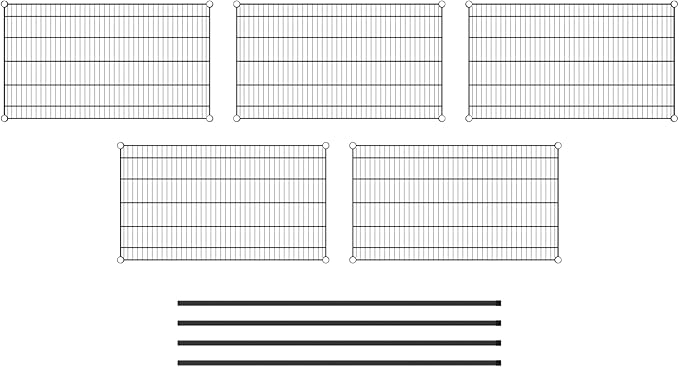 Commercial NSF Listed Black Epoxy Stationary Wire Shelving Kit 24" x 42" x 64", with 5 Shelves Perfect for Warehouse, Walk-in Refrigerator, Freezer, Grocery Store, Restaurant, Dishroom