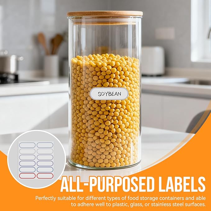 Nextpal 120-Pack Waterproof Name Stickers, Removable Labels for Water Bottles and Food Containers, Self-Laminating Write-On Stickers for Travel and Pantry Organization