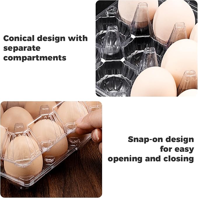 Haploon 120 Pcs Plastic Egg Cartons 3x4 Grids 12 Count Clear Empty Egg Cartons Cheap Bulk, Reusable Egg Holder Trays for Refrigerator Storage, Chicken Farm, Farmers Markets Display