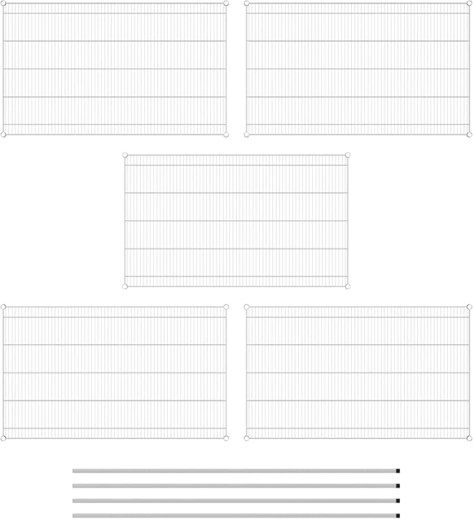 Commercial NSF Listed Chrome Stationary Wire Shelving Kit 36" x 60" x 86", with 5 Shelves Perfect for Warehouse, Walk-in Refrigerator, Freezer, Grocery Store, Restaurant, Dishroom