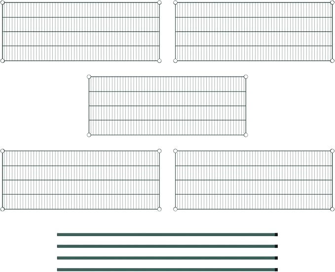 Commercial NSF Listed Green Epoxy Stationary Wire Shelving Kit 21" x 54" x 74", with 5 Shelves Perfect for Warehouse, Walk-in Refrigerator, Freezer, Grocery Store, Restaurant, Dishroom