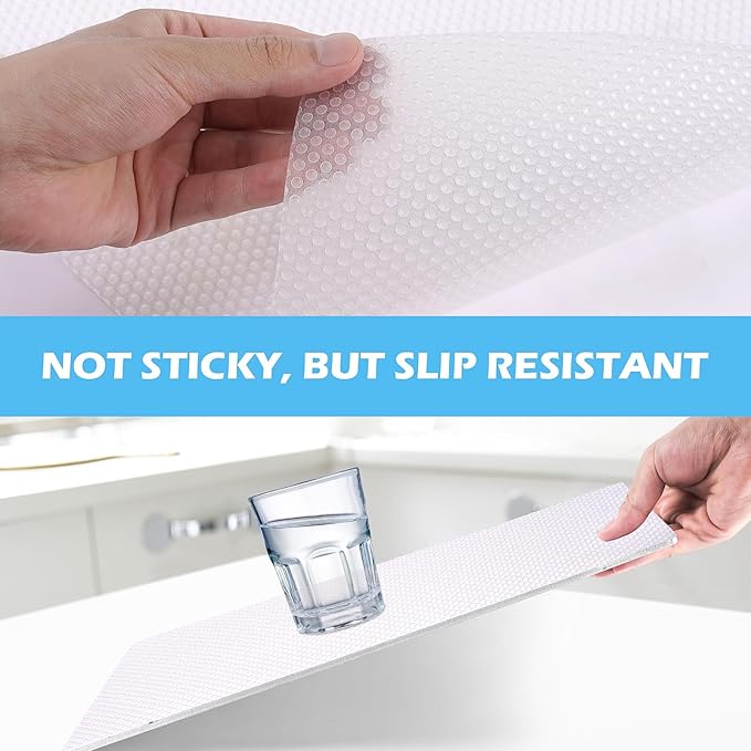 MooiFun Drawer Liners, Waterproof Shelf Liner, Anti-Slip Non-Adhesive BPA Free Kitchen Cupboard Cabinet Liner Refridge Fridge Mats Sink Protector Strong Durable for Home (Clear/23.6in x 20Ft)