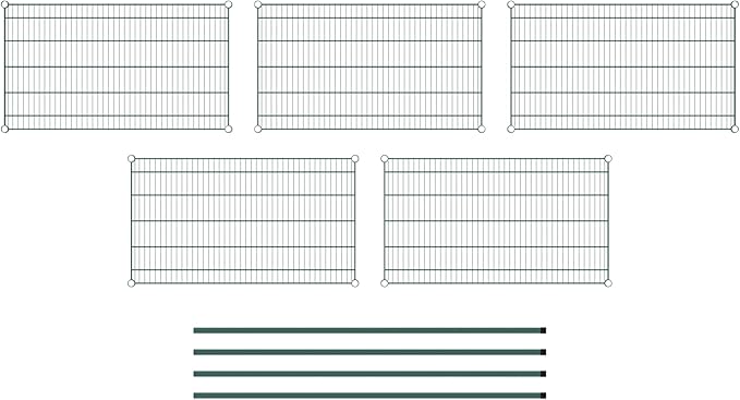 Commercial NSF Listed Green Epoxy Stationary Wire Shelving Kit 24" x 42" x 64", with 5 Shelves Perfect for Warehouse, Walk-in Refrigerator, Freezer, Grocery Store, Restaurant, Dishroom