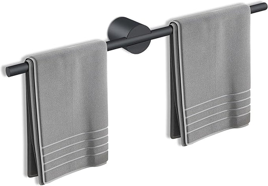 Adjustable Length Stainless Steel Towel Rack - 18-24 Inch Fit, 26.4 Inch Total Length - Matte Black 304 Stainless Steel Towel bar for Bathroom & Kitchen