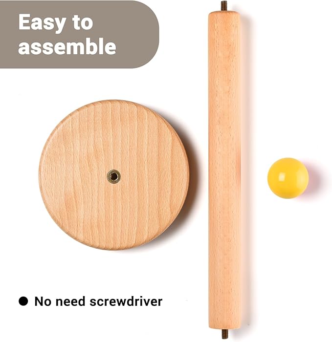 Paper Towel Holder, Wooden Kitchen Roll Stand (Yellow Ball)