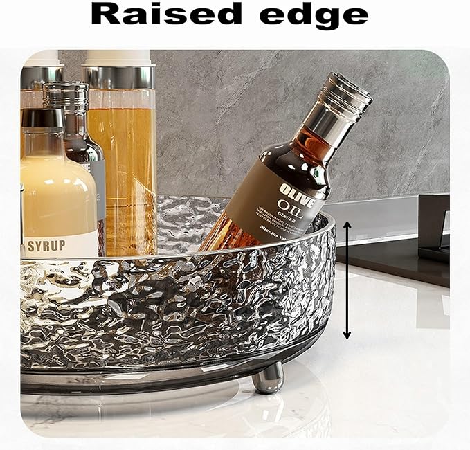 CHIRISEN 360° Rotating Makeup Organizer Perfume Lazy Susan Trunable Cosmetics Organizers for Vanity, Spinning Skincare Storage for Dresser and Bathroom Countertop (Clear)