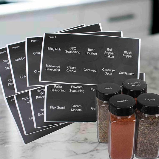 Orii Spice Labels - Black Round - 160 Pre-Printed +20 Blank