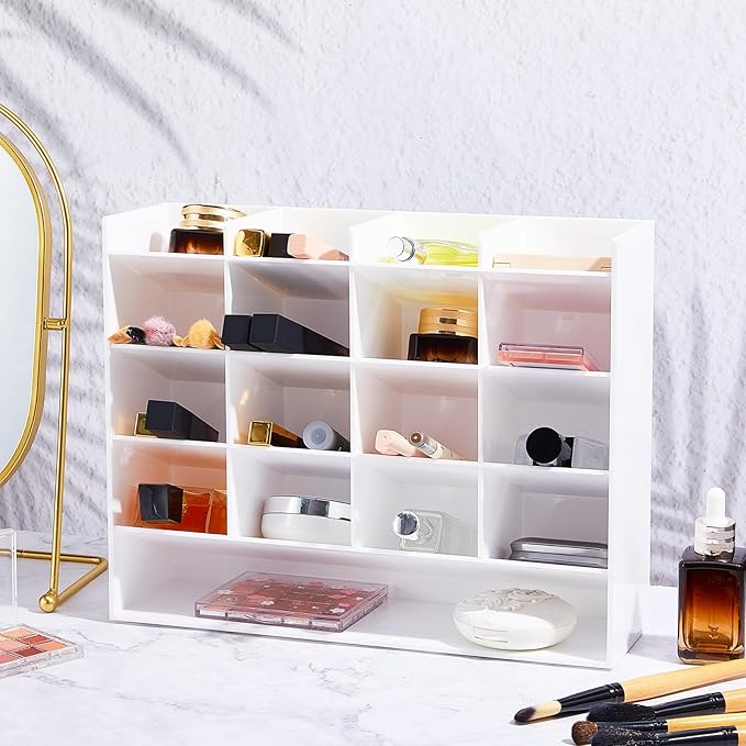 Acrylic Pen Organizer Storage for 200 Markers Vertical Marker Organizer Acrylic Pen Display Holder for Office Desk Desktop Stationery Pencil Storage, White, 13 x 4 x 10.2 Inch