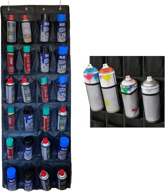 Spray Paint Can Holder Storage Rack,Wall Mounted Metal Paint Bottle Organizer,24 Can aerosol can holder,for Garage and Craft Workroom Bottle Organizer, Wall Mount Aerosol Holder