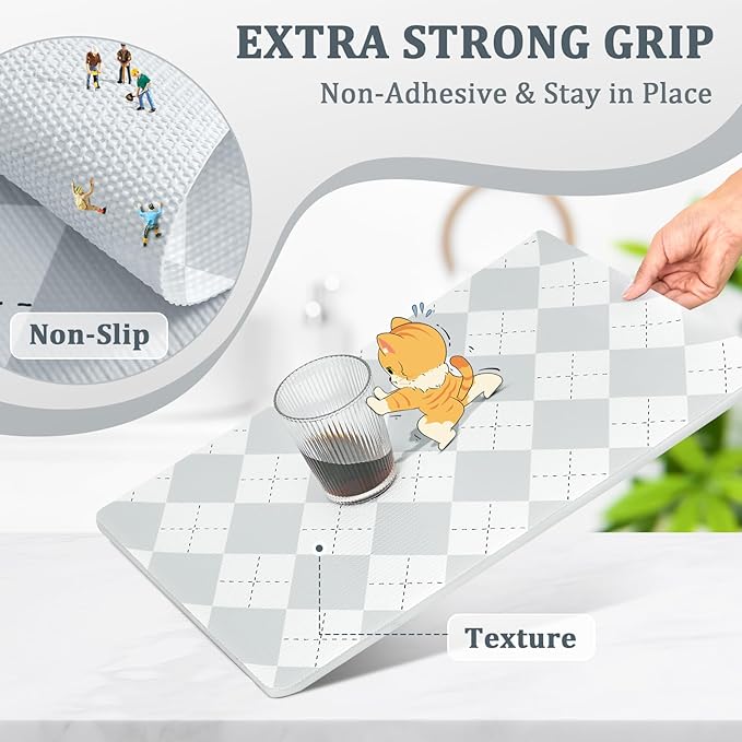 MIAONET Shelf Liner for Kitchen Cabinets 18" x 360" Non-Adhesive Non-Slip Drawer Liners for Dresser, Waterproof Washable Paper, Durable Protector Mat for Pantry Shelves Cupboards, Light Grey