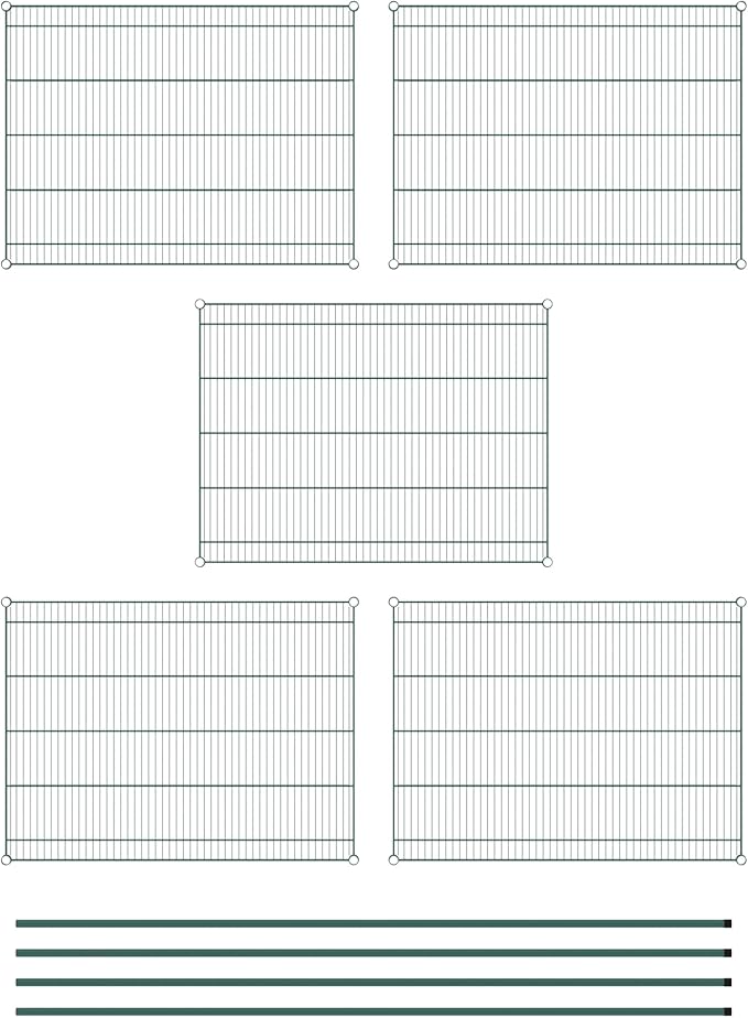 Commercial NSF Listed Green Epoxy Stationary Wire Shelving Kit 36" x 48" x 96", with 5 Shelves Perfect for Warehouse, Walk-in Refrigerator, Freezer, Grocery Store, Restaurant, Dishroom