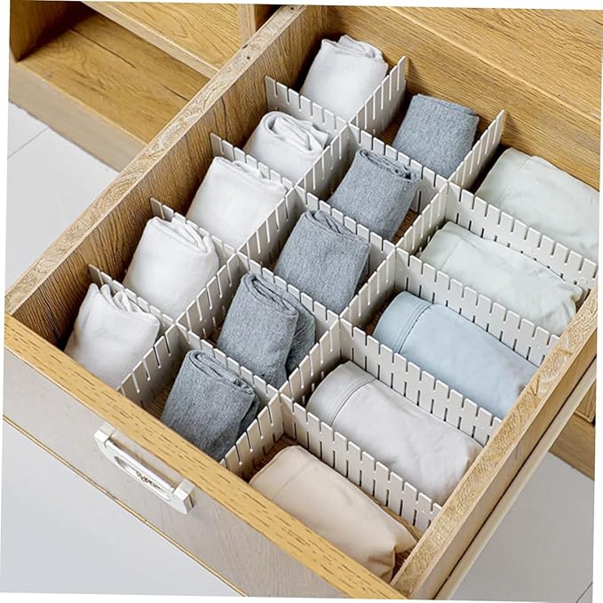 12pcs Adjustable Plastic Drawer Dividers Versatile Sub Organizers for Socks Underwear and Towels Easy Storage for