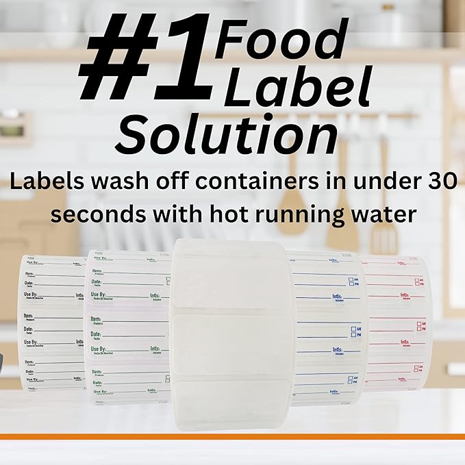 ATL Direct 2x1 Dissolvable Food Labels, 500 Label Stickers, Bottle Labels for Storage Bins, Sticker Labels for Food containers, (500, Black)