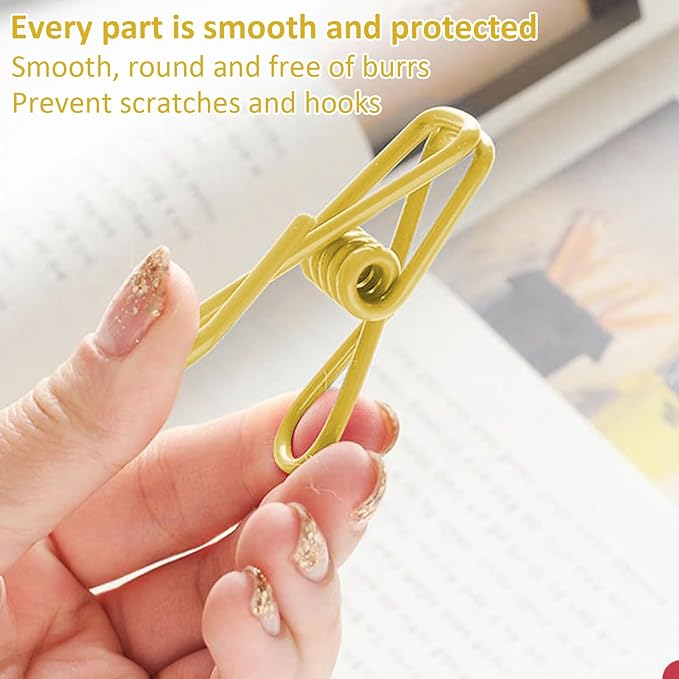 Multipurpose Metal Bag Clips - 2 Inch Colorful Sealer for Sealing Food, Paper Holder, Clothesline Clip for Laundry Hanging, Kitchen Bags (Yellow, 36PCS)