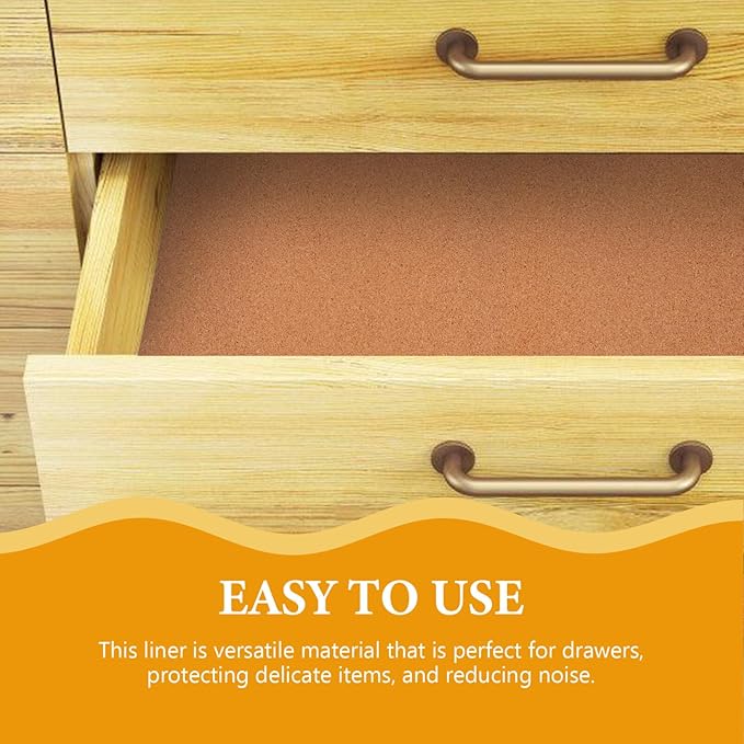 TOPPERFUN Cork Liner for Drawers Cabinets 2 Sheets Non-Slip Moisture-Resistant High-Density Cork Easy to Cut Install Ideal for Shelves and Cabinets