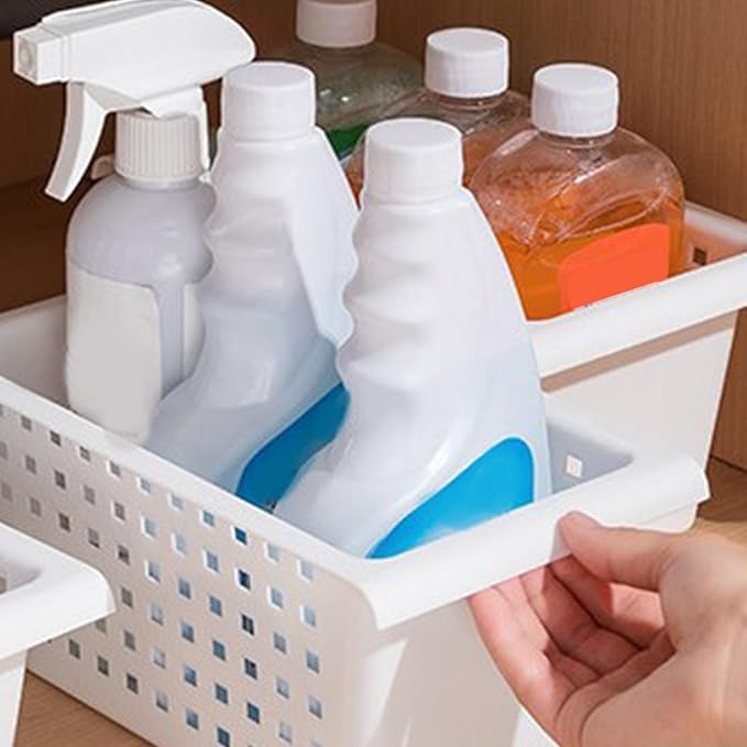 Under Shelf Storage Basket Organizer, Hanging Storage Baskets Hanging for Closet Wardrobe Kitchen for Expandable Rod Under Sink Organizer