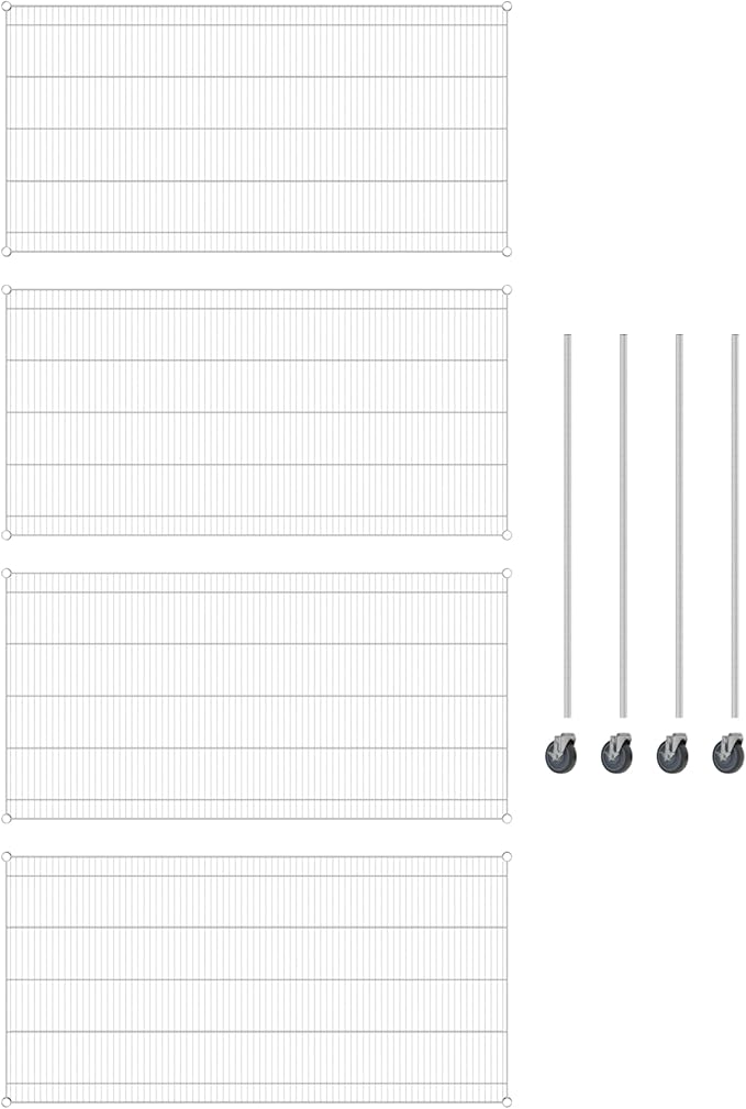 Commercial NSF Listed Chrome Mobile Wire Shelving Kit 36" x 72" x 60", with 4 Shelves Perfect for Warehouse, Walk-in Refrigerator, Freezer, Grocery Store, Restaurant, Dishroom