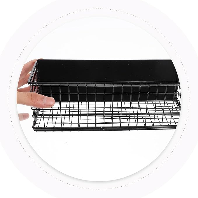 Magnetic Wire Mesh Storage Basket Trash Container for Refrigerator Spice Rack Kitchen Organizer Black