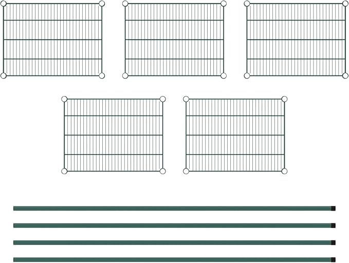 Commercial NSF Listed Green Epoxy Stationary Wire Shelving Kit 18" x 24" x 74", with 5 Shelves Perfect for Warehouse, Walk-in Refrigerator, Freezer, Grocery Store, Restaurant, Dishroom