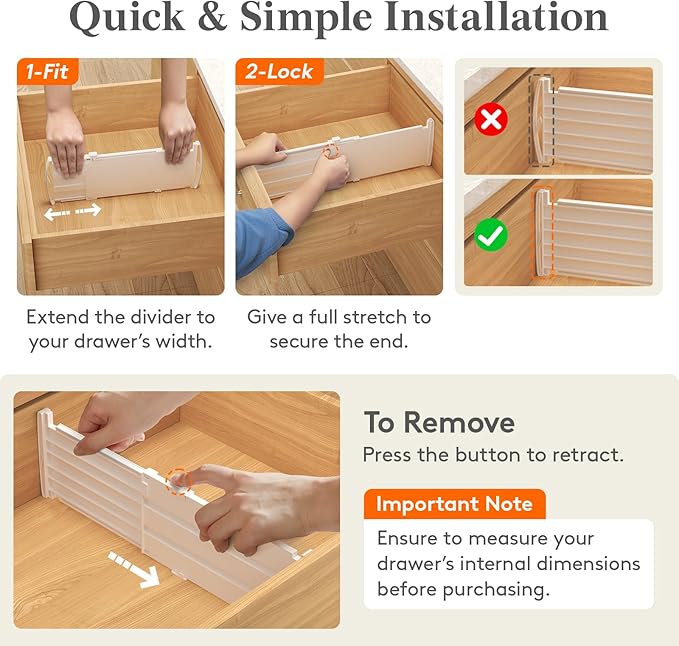 Lifewit 5" Tall 12 Pack Deep Drawer Dividers, 11.5-18.5" Expandable Drawer Divider for Clothes, White Dresser Drawer Storage Organizers, Clothing Drawers Separators for Dresser, Kitchen, Bedroom