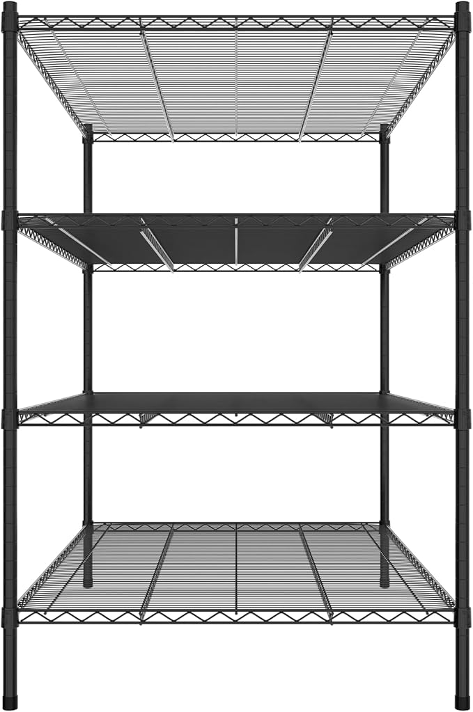 Commercial NSF Listed Black Epoxy Stationary Wire Shelving Kit 36" x 54" x 54", with 4 Shelves Perfect for Warehouse, Walk-in Refrigerator, Freezer, Grocery Store, Restaurant, Dishroom