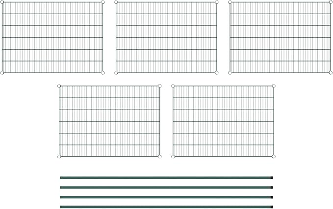 Commercial NSF Listed Green Epoxy Stationary Wire Shelving Kit 30" x 42" x 86", with 5 Shelves Perfect for Warehouse, Walk-in Refrigerator, Freezer, Grocery Store, Restaurant, Dishroom