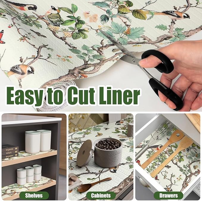 Quttisay Shelf Liner for Kitchen Cabinets Non Adhesive Drawer Liner,Cabinet Liner for Shelves,Non Slip Kitchen Drawer Liners for Dresser,Waterproof Shelf Paper for Refrigerator,Cupboard,15.7Inx16.4FT