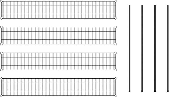 Commercial NSF Listed Black Epoxy Stationary Wire Shelving Kit 12" x 72" x 54", with 4 Shelves Perfect for Warehouse, Walk-in Refrigerator, Freezer, Grocery Store, Restaurant, Dishroom