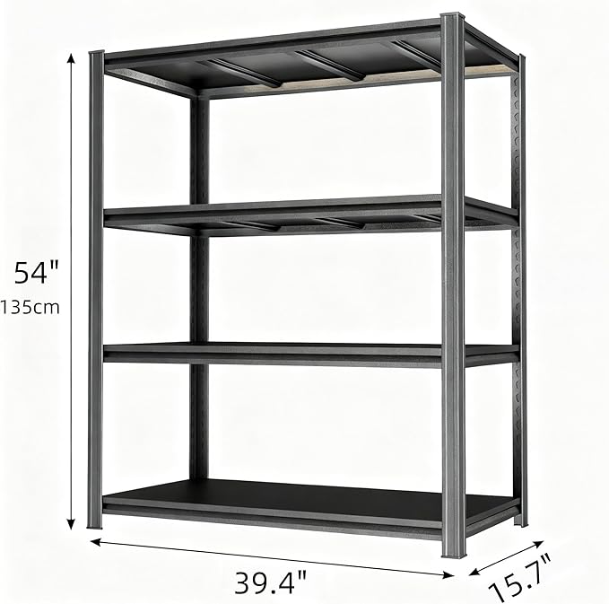 Kitchen Baker’s Rack, 4-Tier Metal Rack with Solid Shelves, Microwave Stand Storage Organizer for Kitchen or Dining Room – 39.4” W x 15.7” D x 54.3” H