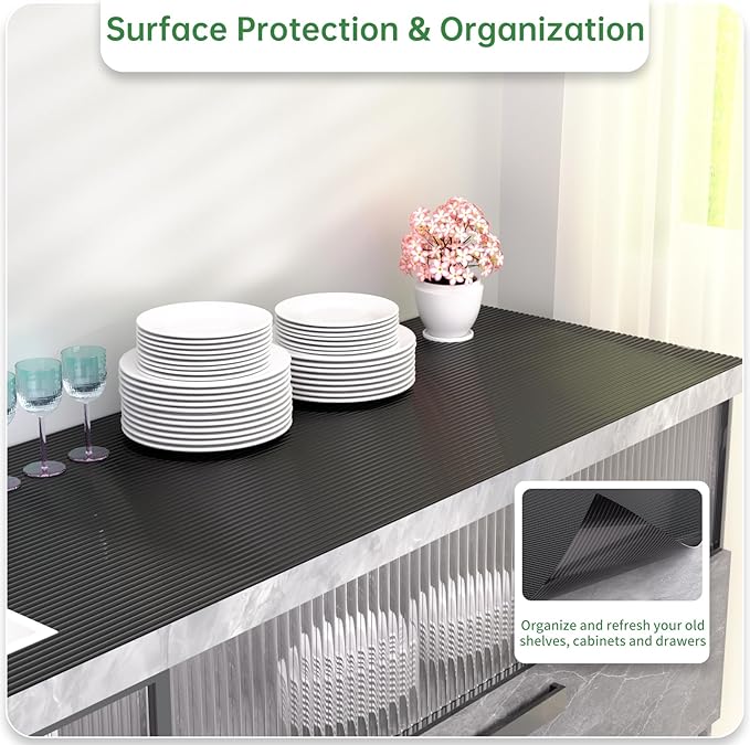 Shelf and Drawer Liner for Kitchen Cabinet, Non-Adhesive 12in x 240in Waterproof Durable Thickened EVA Material Easy-to-Cut Contact Paper Non Slip Mat for Refrigerator, Cupboard, Dresser